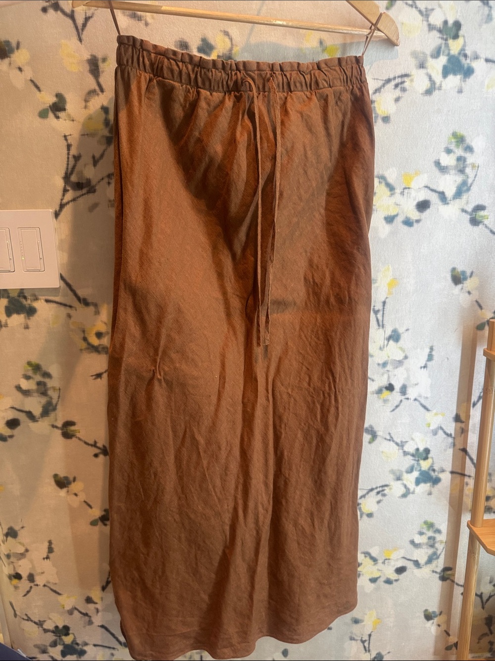 Zara Brown Drawstring Midi Skirt